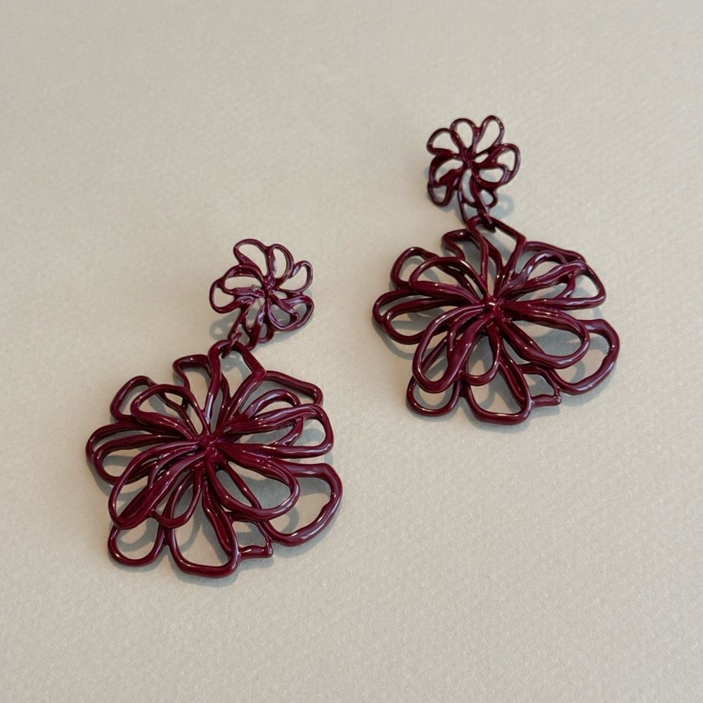 Flower drop Earrings  N1366 - Picture 2 of 4